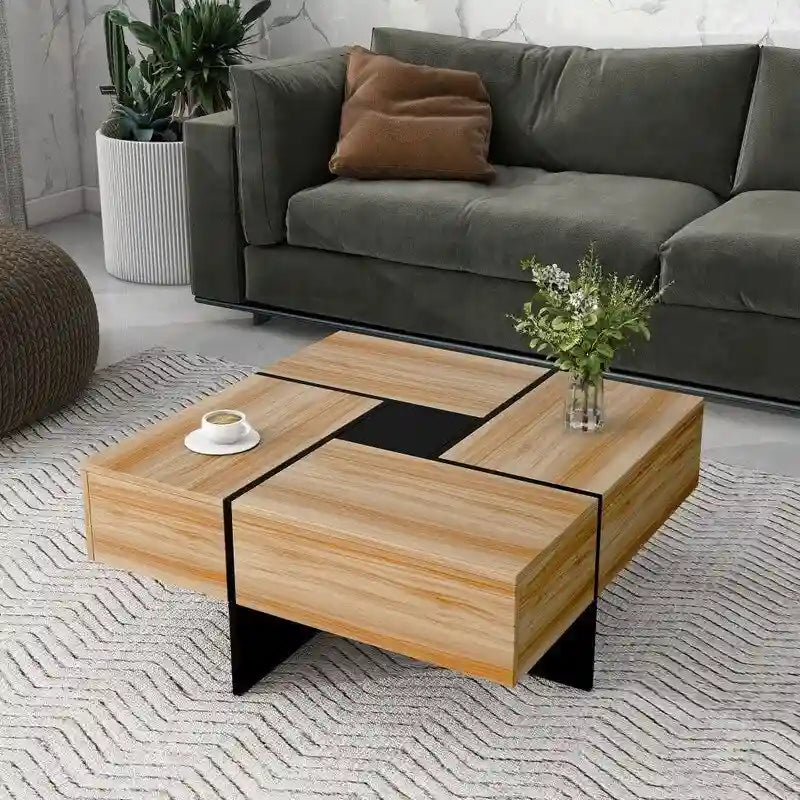 Mesa de centro de diseño único con tablero deslizante extensible