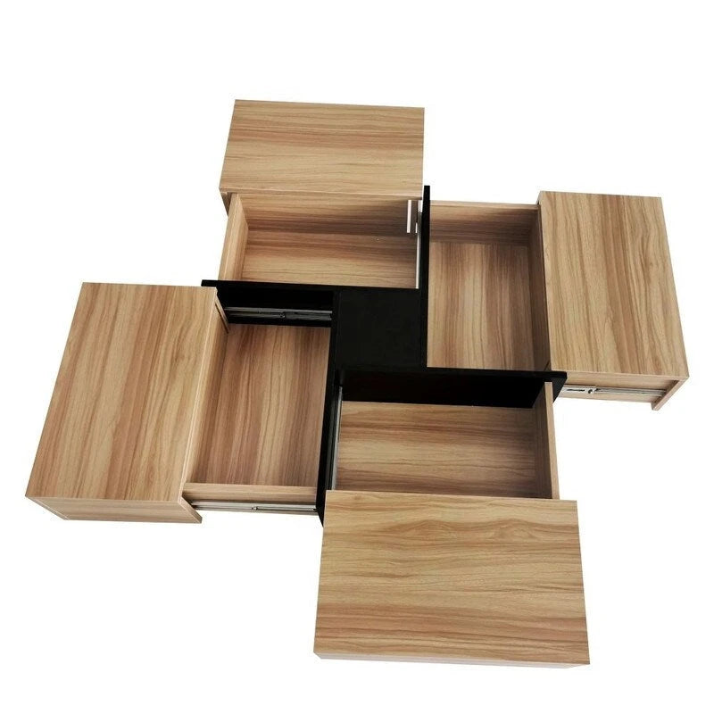 Mesa de centro de diseño único con tablero deslizante extensible