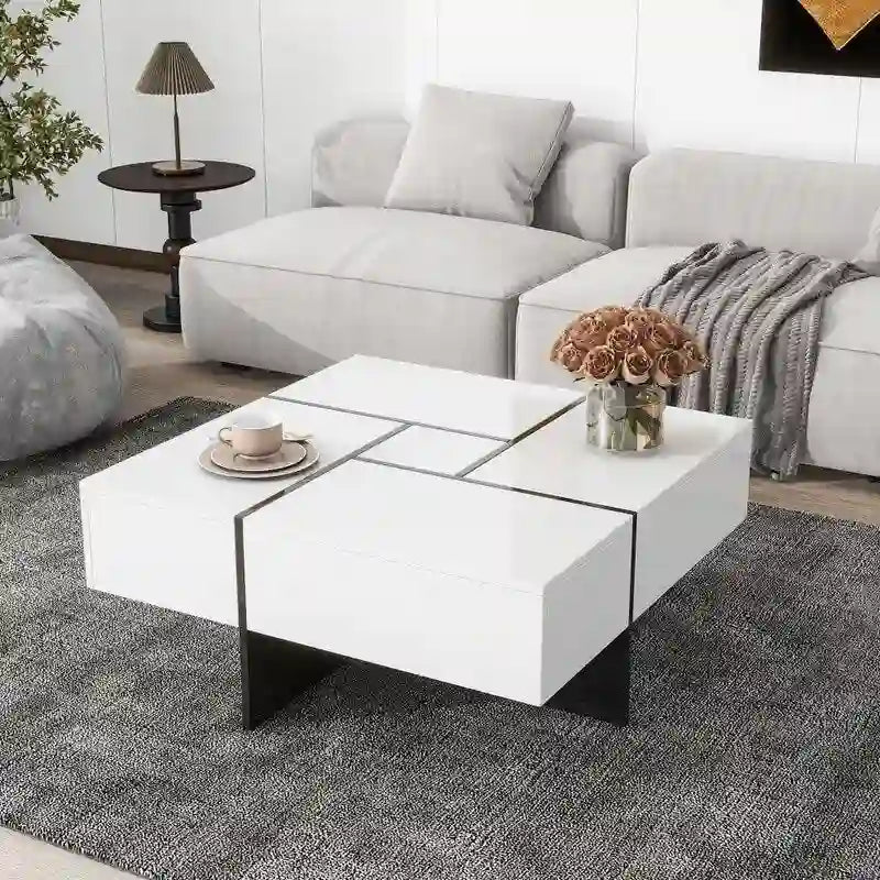Mesa de centro de diseño único con tablero deslizante extensible