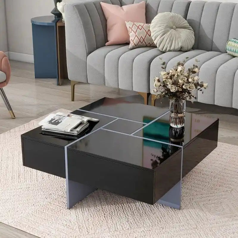 Mesa de centro de diseño único con tablero deslizante extensible