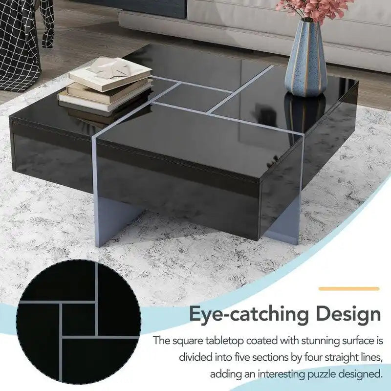 Mesa de centro de diseño único con tablero deslizante extensible
