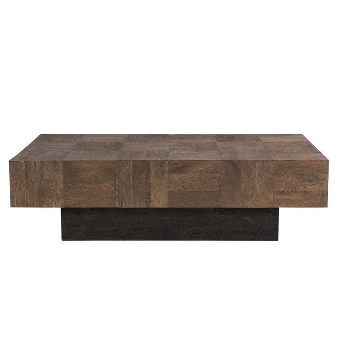 Table basse en bois massif marron foncé et noir