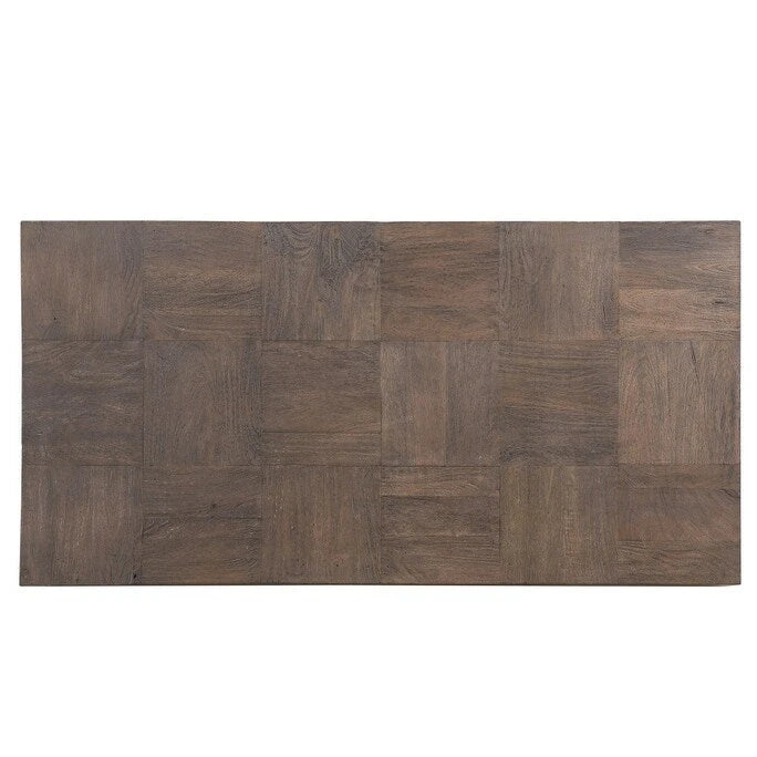 Table basse en bois massif marron foncé et noir