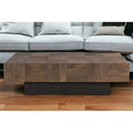 Table basse en bois massif marron foncé et noir