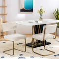 Chaises de salle à manger modernes en velours côtelé avec piètement en métal doré, chaises de cuisine à capitonnage linéaire, chaises d’appoint, lot de 2