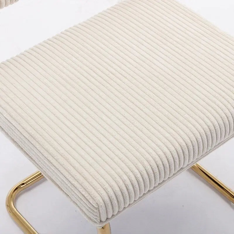 Chaises de salle à manger modernes en velours côtelé avec piètement en métal doré, chaises de cuisine à capitonnage linéaire, chaises d’appoint, lot de 2