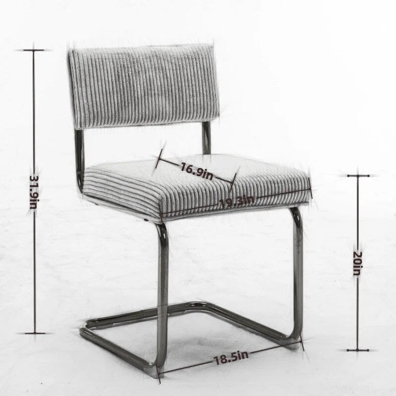 Chaises de salle à manger modernes en velours côtelé avec piètement en métal doré, chaises de cuisine à capitonnage linéaire, chaises d’appoint, lot de 2