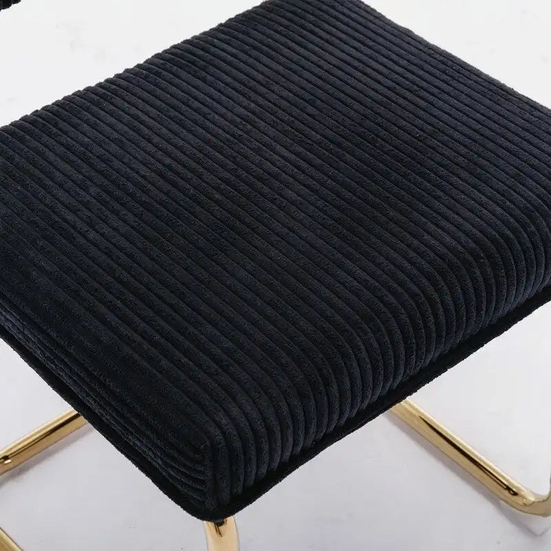 Chaises de salle à manger modernes en velours côtelé avec piètement en métal doré, chaises de cuisine à capitonnage linéaire, chaises d’appoint, lot de 2