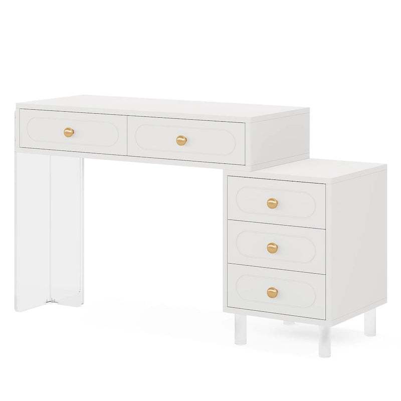 Bureau moderne avec 5 tiroirs et piètement en acrylique