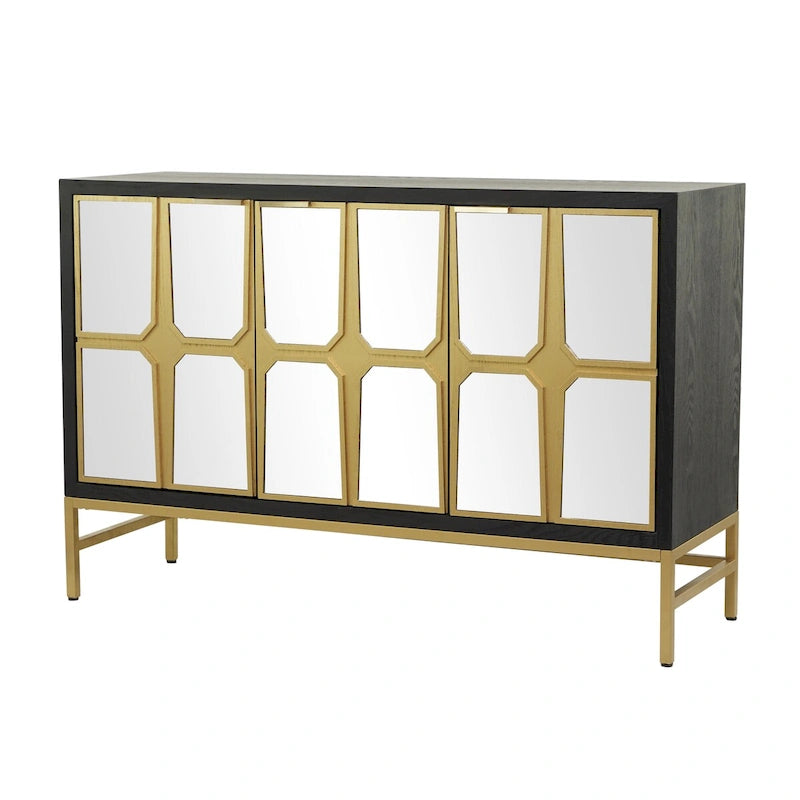 Holzschrank mit verspiegelter Front - Gold oder Schwarz