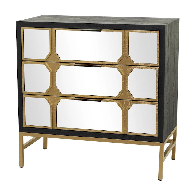 Holzschrank mit verspiegelter Front - Gold oder Schwarz