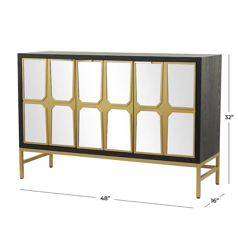 Holzschrank mit verspiegelter Front - Gold oder Schwarz