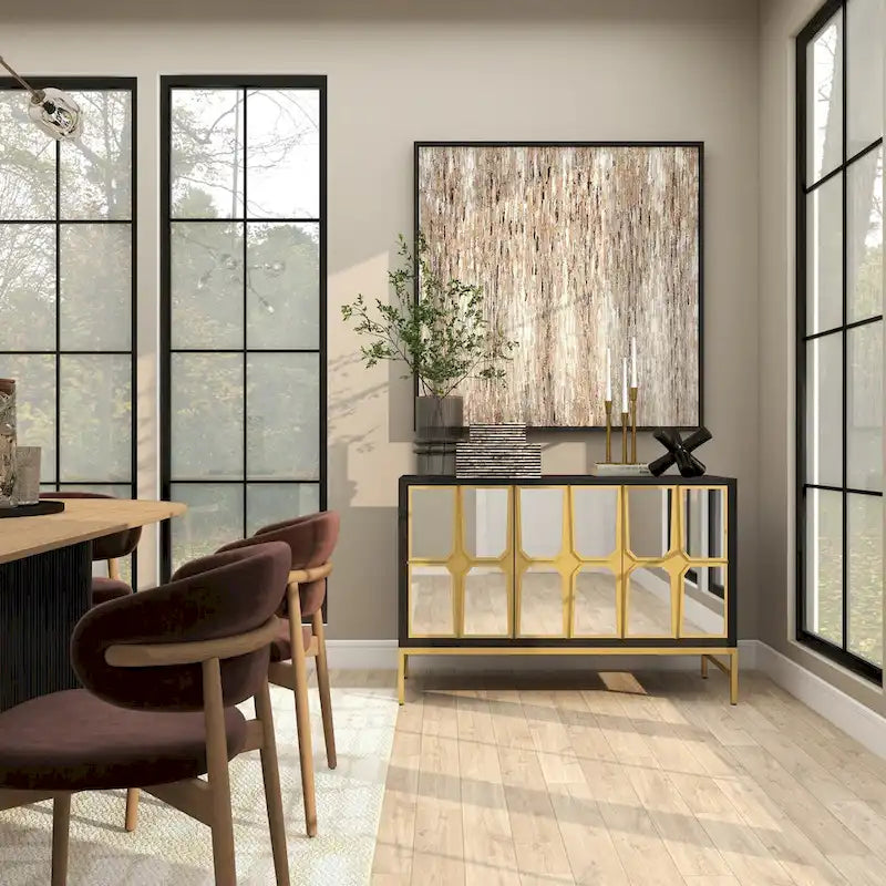 Holzschrank mit verspiegelter Front - Gold oder Schwarz