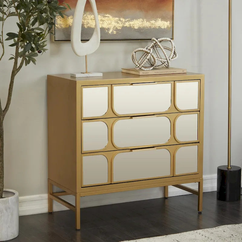 Holzschrank mit verspiegelter Front - Gold oder Schwarz